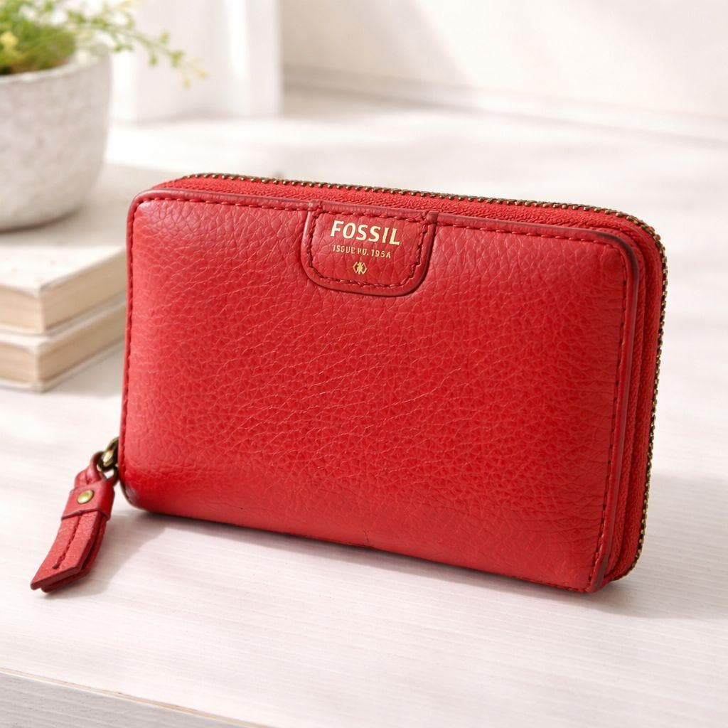 Fossil フォッシル Jori レザー ジップ カード&amp;ケース レッド Jori Zip Card Case - SWL2878597 - Fossil