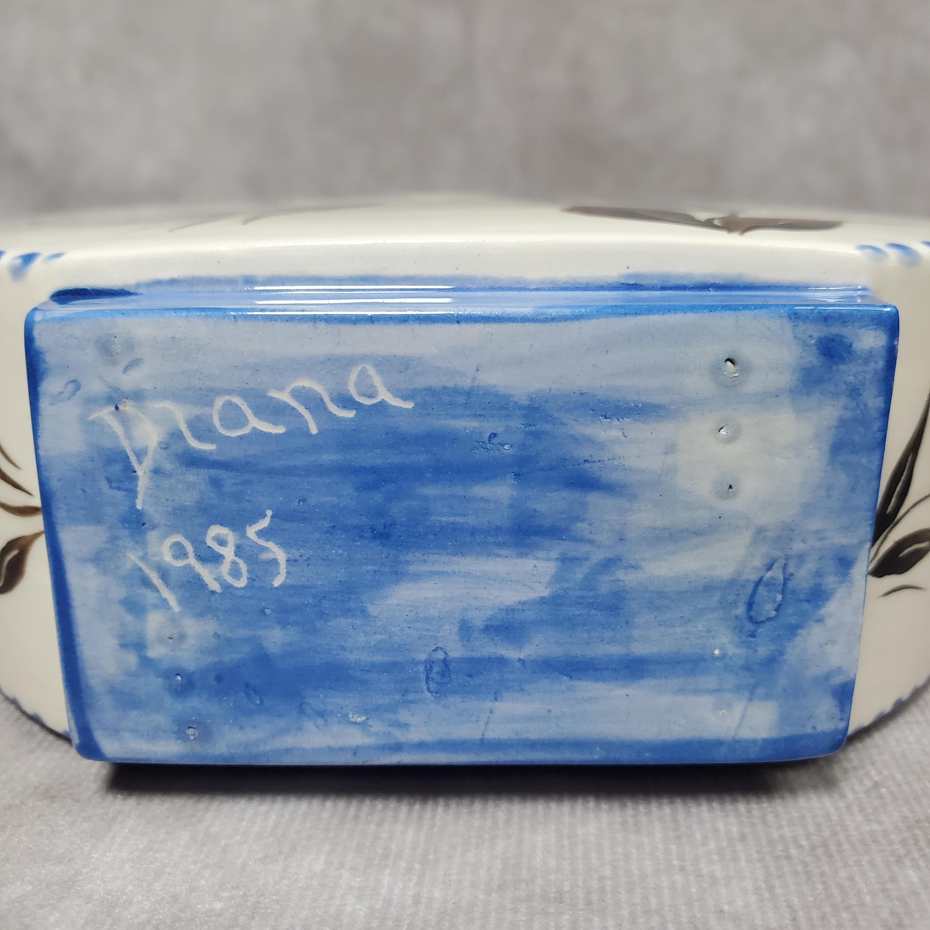 Vintage 1985 Hand Painted Studio Pottery Vase Signed Diana Floral ...