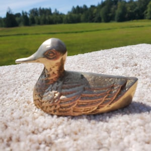 Vintage Brass Duck Figurine Paperweight • Solid Brass Bird Decor • Rustic Coastal Cottagecore Shelf Accent • Cabin Lodge Style Brass Goose