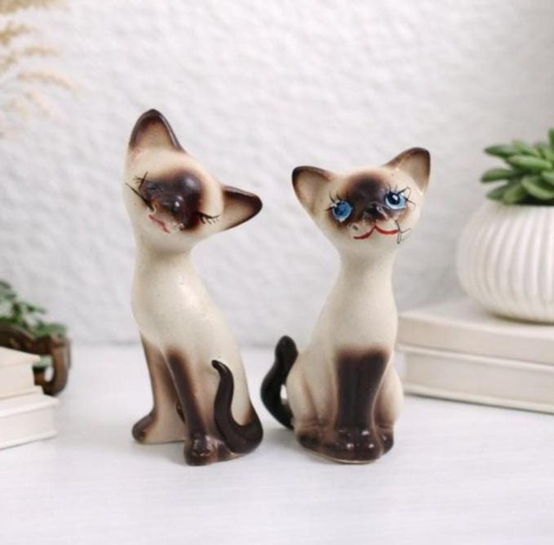 Vintage 1950s Siamese Cat Figurines 6