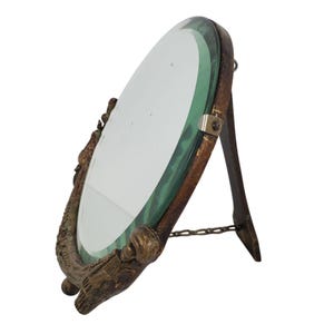 Antique Gilded Vanity Mirror Beveled Glass Ornate Carved Wood Tabletop Mirror Shabby French Cottage Decor