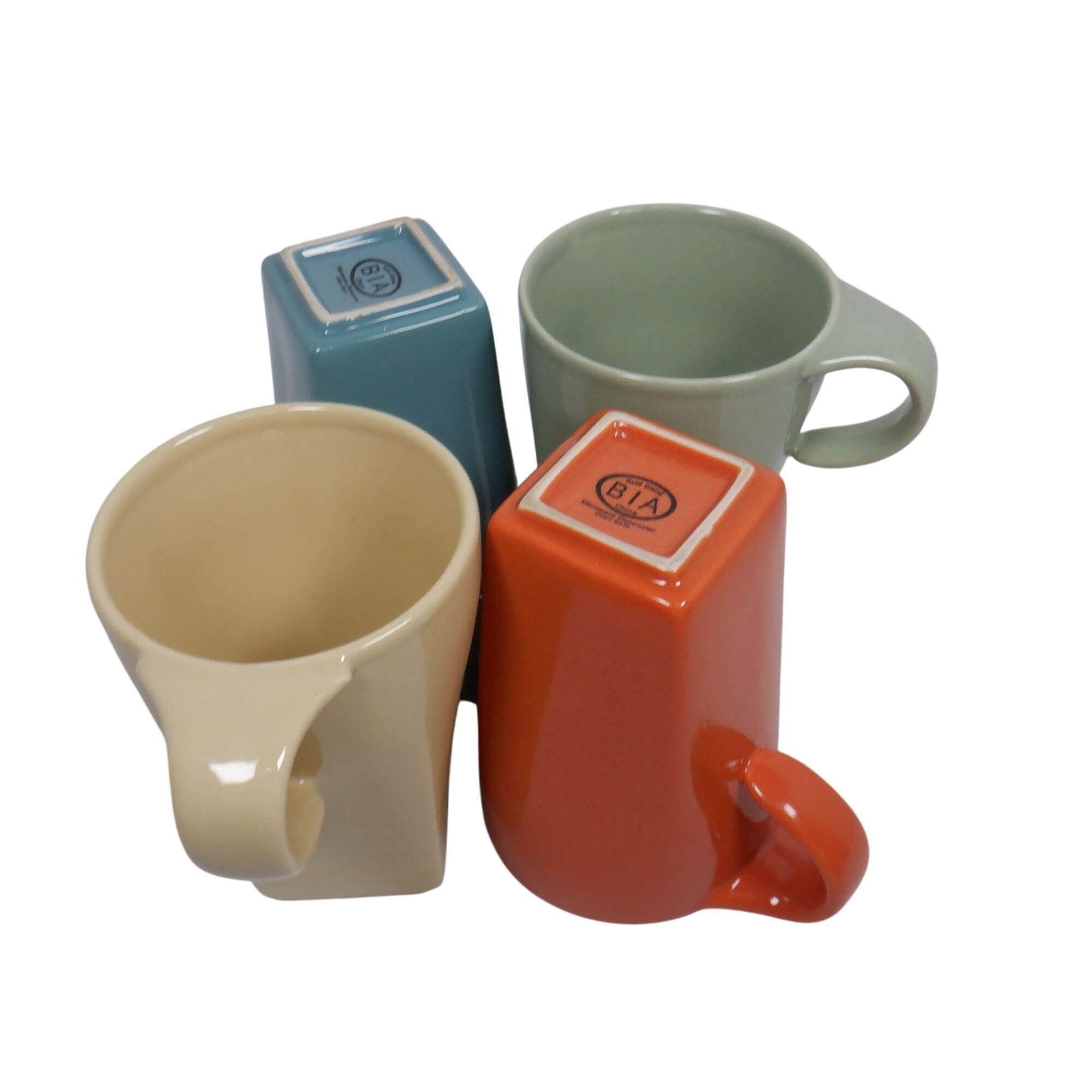 Set of 4 BIA Hand Glazed Square Ceramic Mugs Retro Colors Blue, Green,  Orange, Cream Microwave & Dishwasher Safe - Etsy Israel