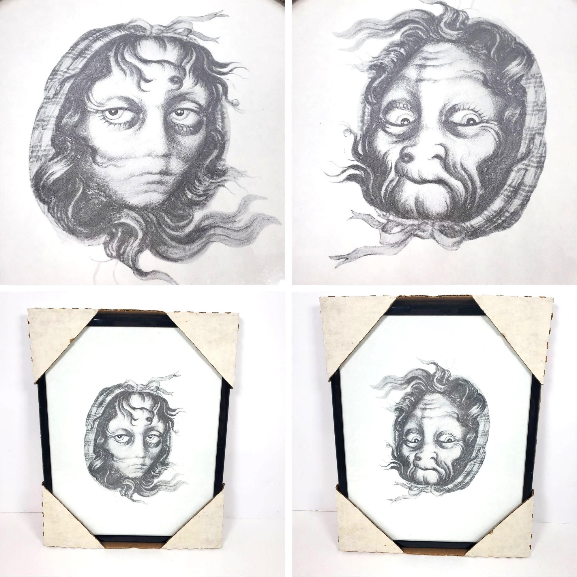 Two Way Draw Vintage Optical Illusion Portrait – Two-way Drawing of Women’s Faces ...