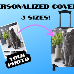 Housse de protection de bagage personnalisée avec photo d'animal de compagnie, cadeau personnalisé pour chat, chien, housse de valise de famille, emballage de protection de bagage