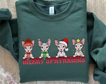 Sphynx Cat Sweater,Cat Lovers Christmas Sweatshirt Gift,Custom Cat Shirt,Sphynx Cat Clothes,Sphynx Cat Themed Gifts for Cat People Moms Dads