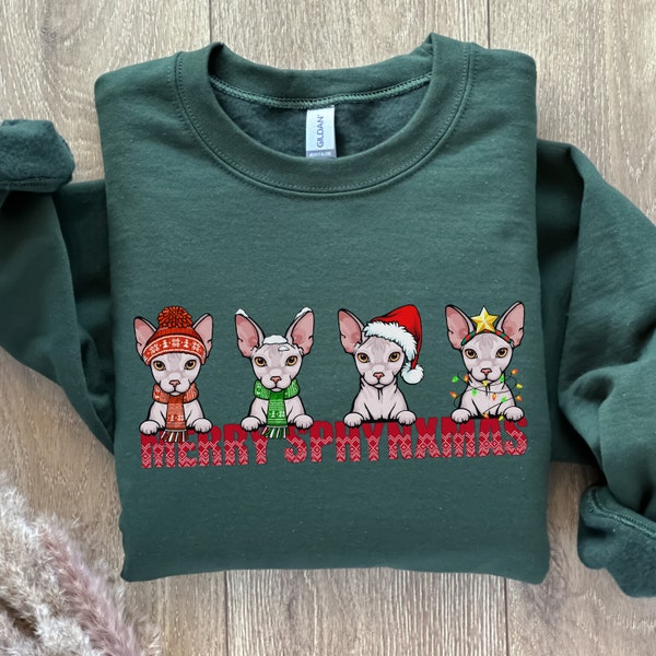 Sphynx Cat Sweater,Cat Lovers Christmas Sweatshirt Gift,Custom Cat Shirt,Sphynx Cat Clothes,Sphynx Cat Themed Gifts for Cat People Moms Dads