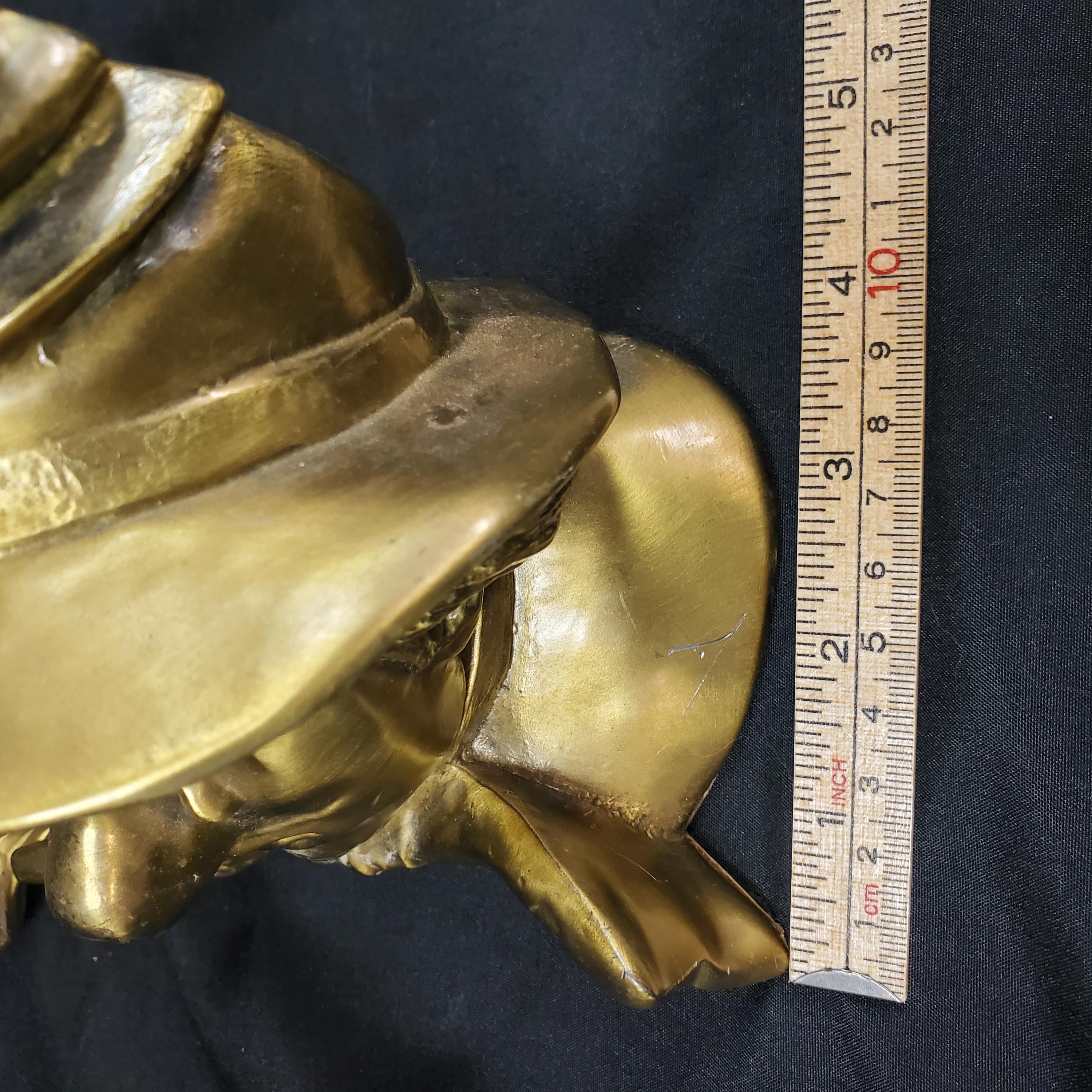 VTG PM Craftsman Clown Bookends Set Happy & Sad Brass Tone Cast