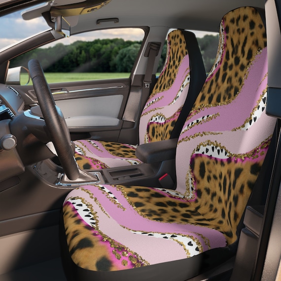 Pink Cheetah Print Car Seat Covers Two Seat Covers Leopard Print Pink Gift for Her Etsy UK