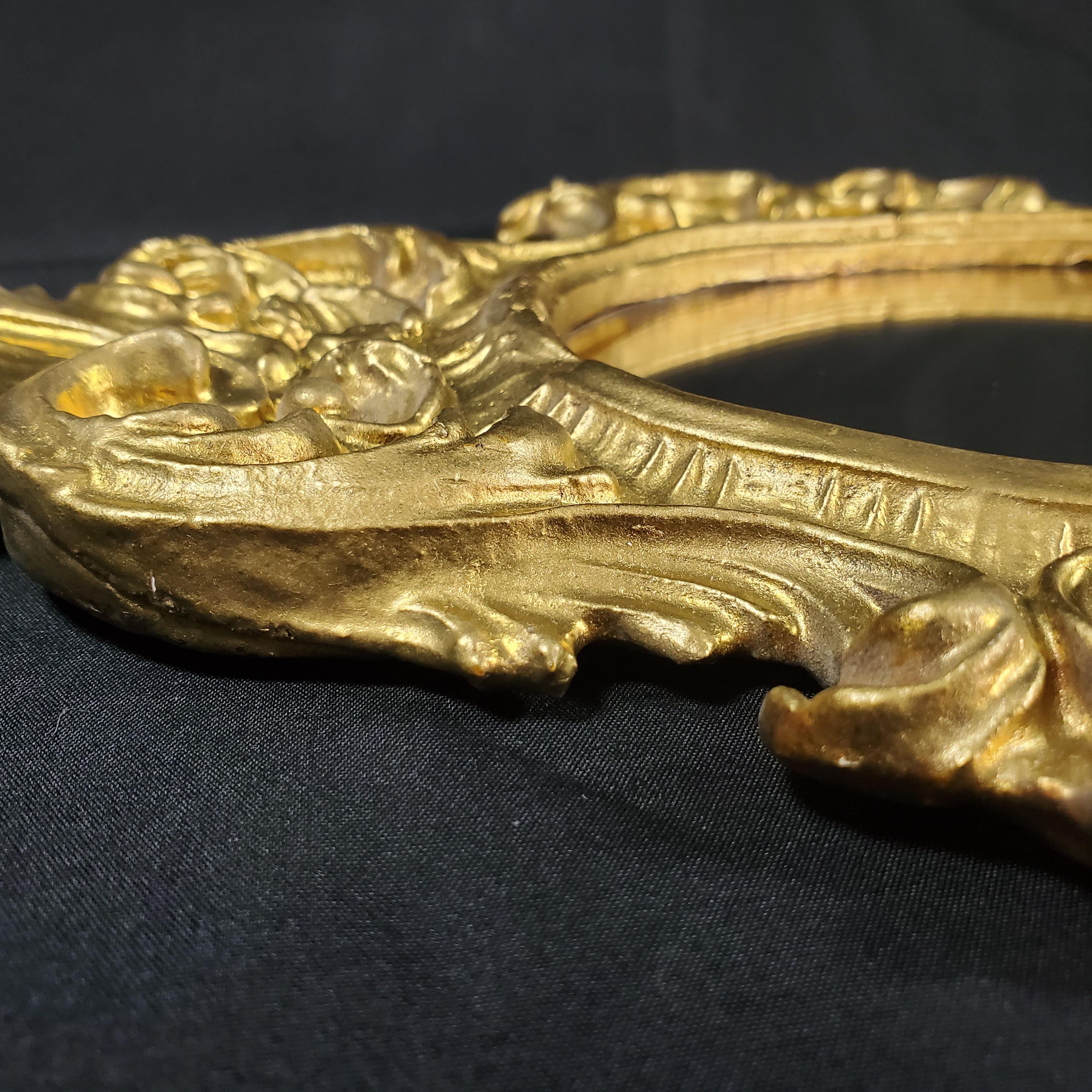 Vintage Italian Baroque Gold Gilt Oval Wall Mirror Ornate Rococo Style ...