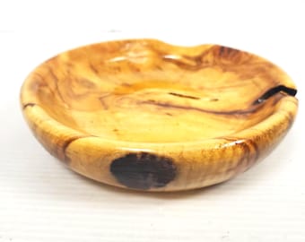 Handmade Rustic Woodturned Bowl Signed J.R. Berry Natural Grain Artisan Catchall Dish Small Boho Wooden Decor Organic Carved Bowl