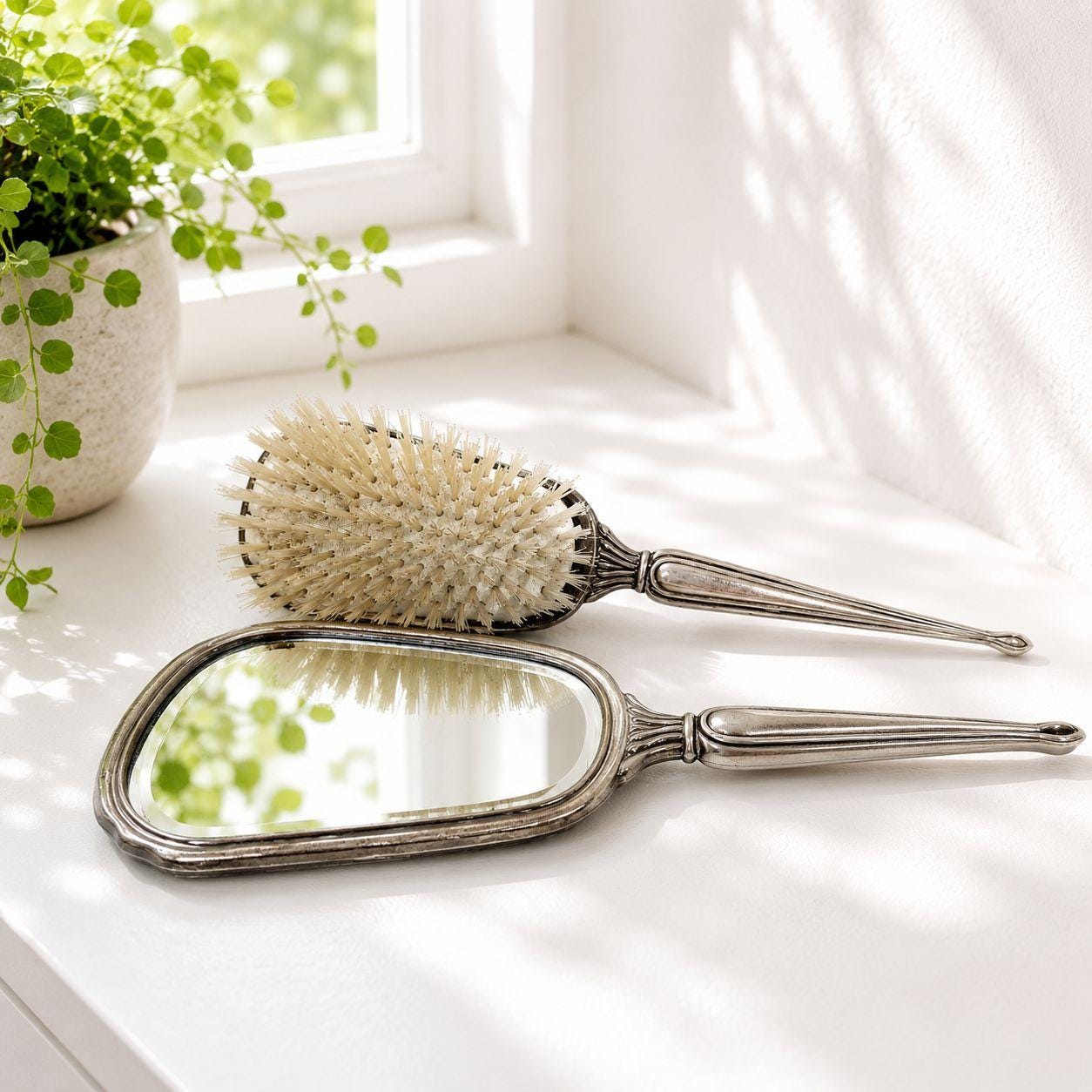 Comb and brush mirror set antique - Etsy 日本