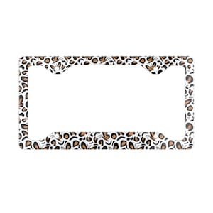 Leopard Cheetah License Plate Frame, Gift for Her, Auto Accessories, Cat Dad Mom Gift, Custom License Plate, Metal License Plate Frame