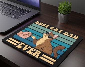 Best Cat Dad Mouse Pad, Gift for Dad, Father's Day Gift, Funny Gift for Him,Birthday Gift,Daddy gift,Gift For Father, Rectangular Mouse Pad