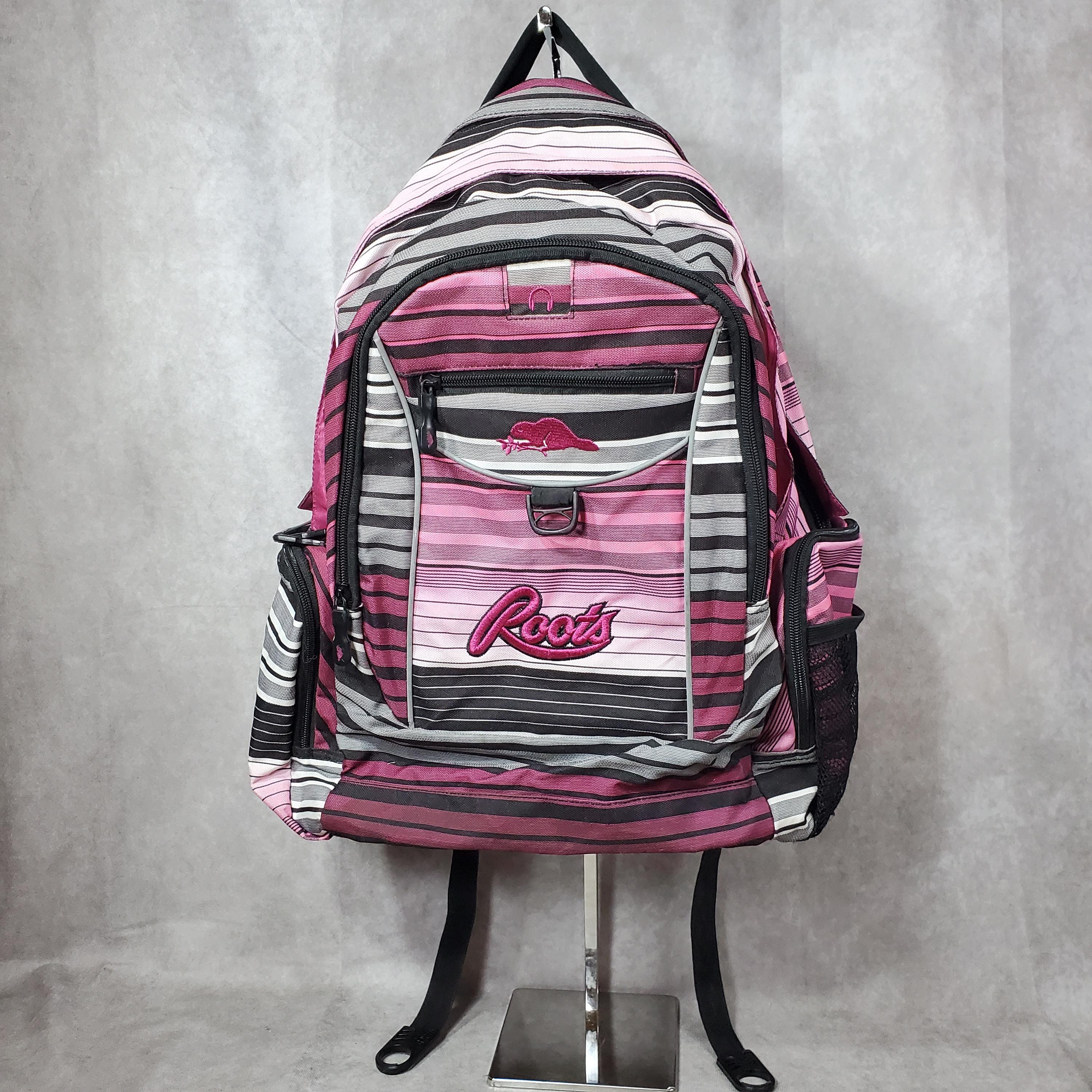 Y2K Roots Media Zone Ortho Zone Backpack Pink Stripe Laptop