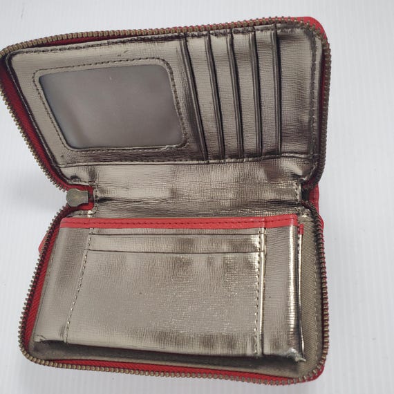 Fossil Red Leather Zip Around Wallet Issue No. 19… - image 3