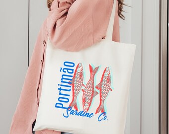 Sardines Art Print Canvas Beach Tote Bag Tinned Fish Aesthetic Nautical Style Sardinecore Print Vintage Coastal Seafaring Vacation Accessory