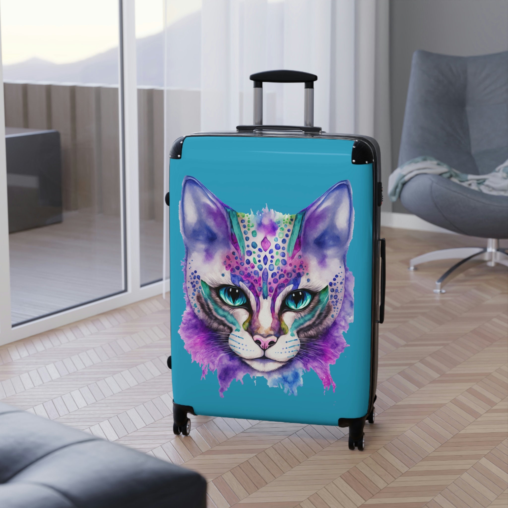 Cute Cat Suitcase for Cat Lovers Mardi Gras Party Cat Gift