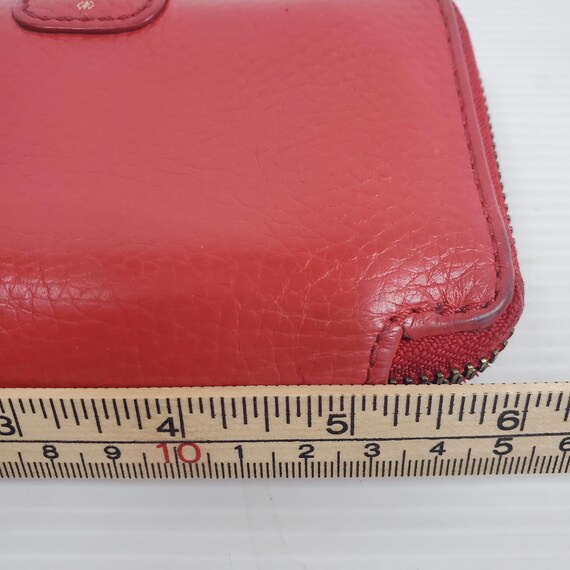 Fossil Red Leather Zip Around Wallet Issue No. 19… - image 8