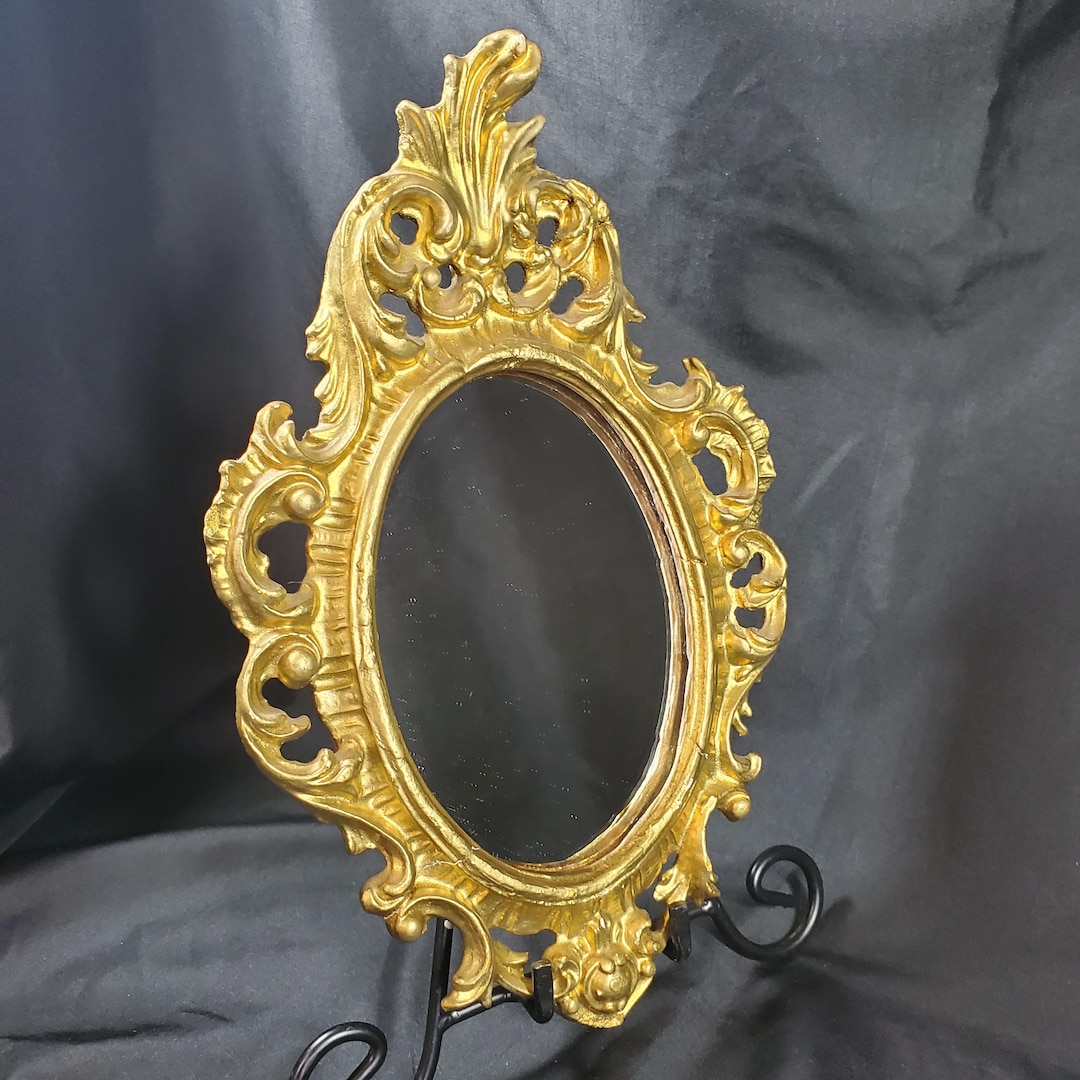 Vintage Italian Baroque Gold Gilt Oval Wall Mirror Ornate Rococo Style ...