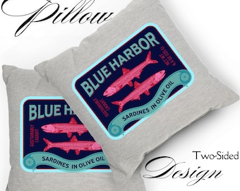 Sardines Art Print Woven Pillow Tinned Fish Aesthetic Nautical Style Sardinecore Print Vintage Coastal Seafaring Trendy Sardine Home Decor