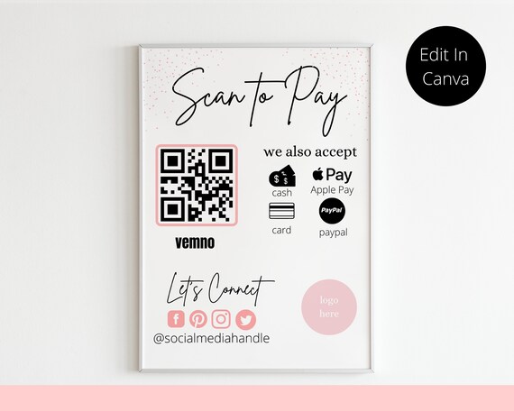 Custom Pay Sign QR Code Pay Sign Small Business Pay Sign Etsy Finland