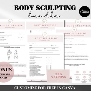 Formularze przyjęć do Body Sculpting - Edytowalna konsultacja dotycząca modelowania sylwetki, zabieg modelowania sylwetki, kawitacja tłuszczu, formularze Med Spa, formularz kosmetologa