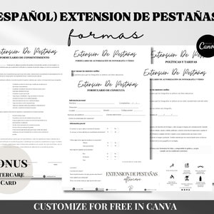 SPAANSE Consentimiento De Cliente De Extensión De Pestañas, Wimperverlengingsformulieren, bewerkbare wimpertoestemmingssjablonen