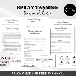 Formulaires de bronzage en spray - Modèles modifiables de bronzage en spray, formulaires de consultation de bronzage en spray, cartes d'entretien de bronzage en spray, formulaires d'esthéticienne, formulaires de spa
