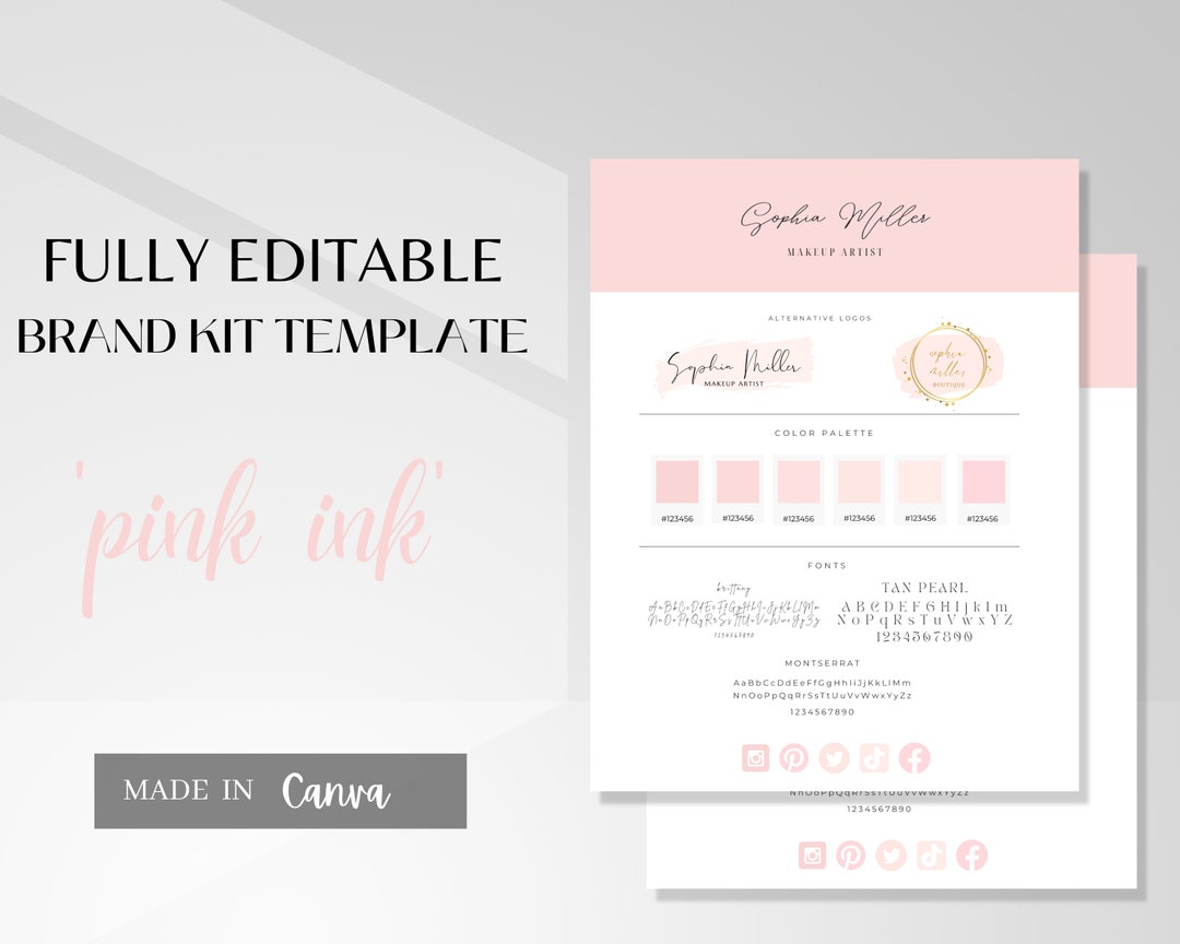 Brand Kit Template Canva Branding Kit Brand Board Template - Etsy