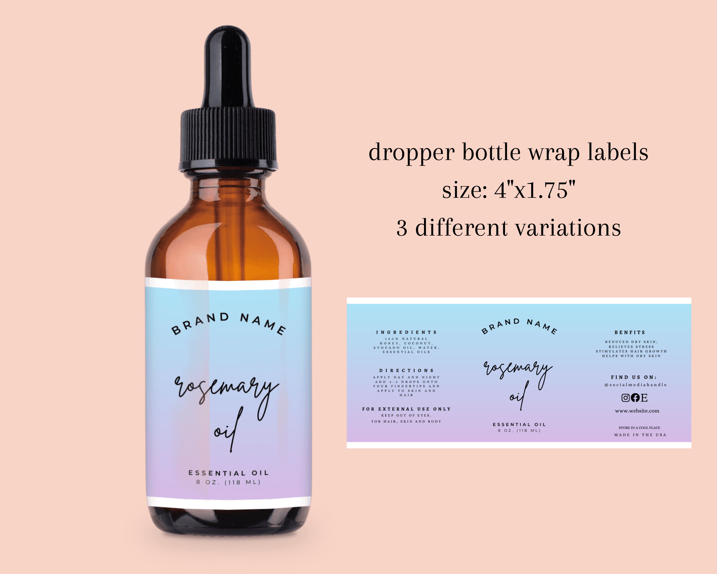 Editable Dropper Bottle Label DIY Bottle Label Custom Etsy