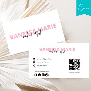 Qr Visitenkarte, Canva Visitenkarte, rosa Visitenkarte, bearbeitbarer Logo Qr Code, digitale Visitenkarte, modernes Business Essential