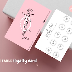 Cartão perfurado de fidelidade, cartão de visita canva, cartão de fidelidade, visual luxuoso e elegante, modelo de cartão de fidelidade editável, presente para proprietário de empresa