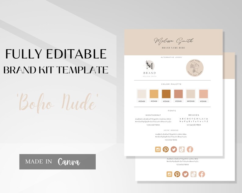  Brand Kit Template Canva Branding Kit Brand Board Template Etsy