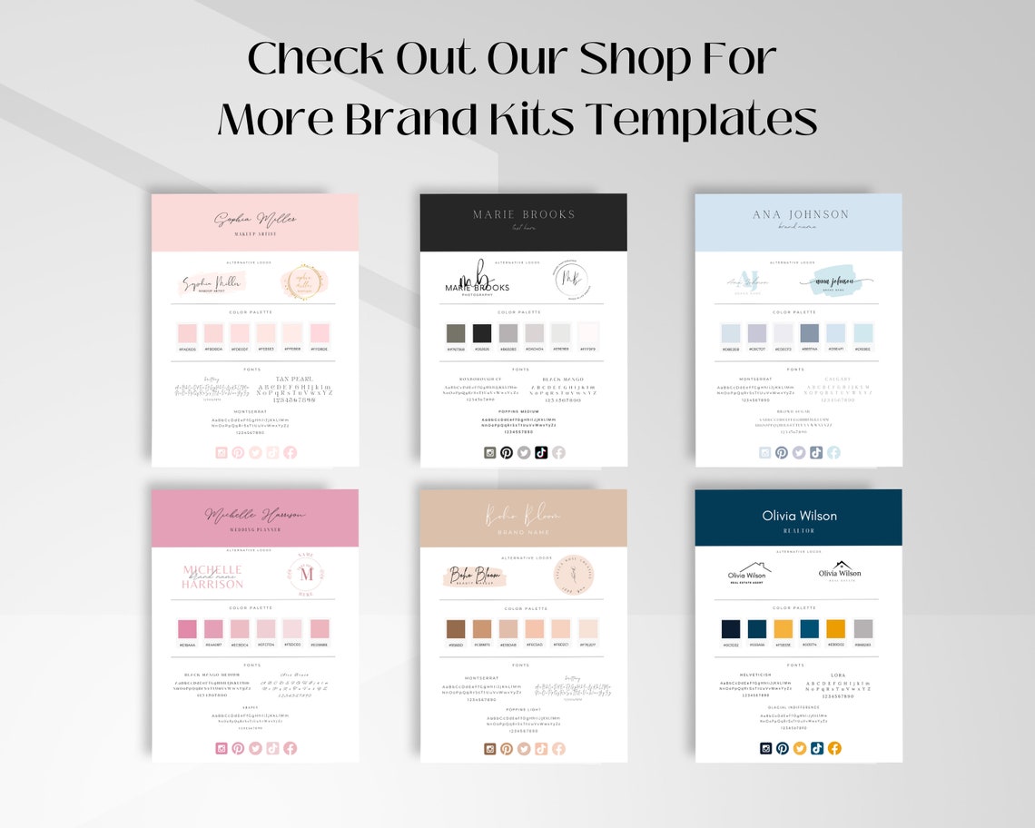 Brand Kit Template Canva Branding Kit Brand Board Template Etsy