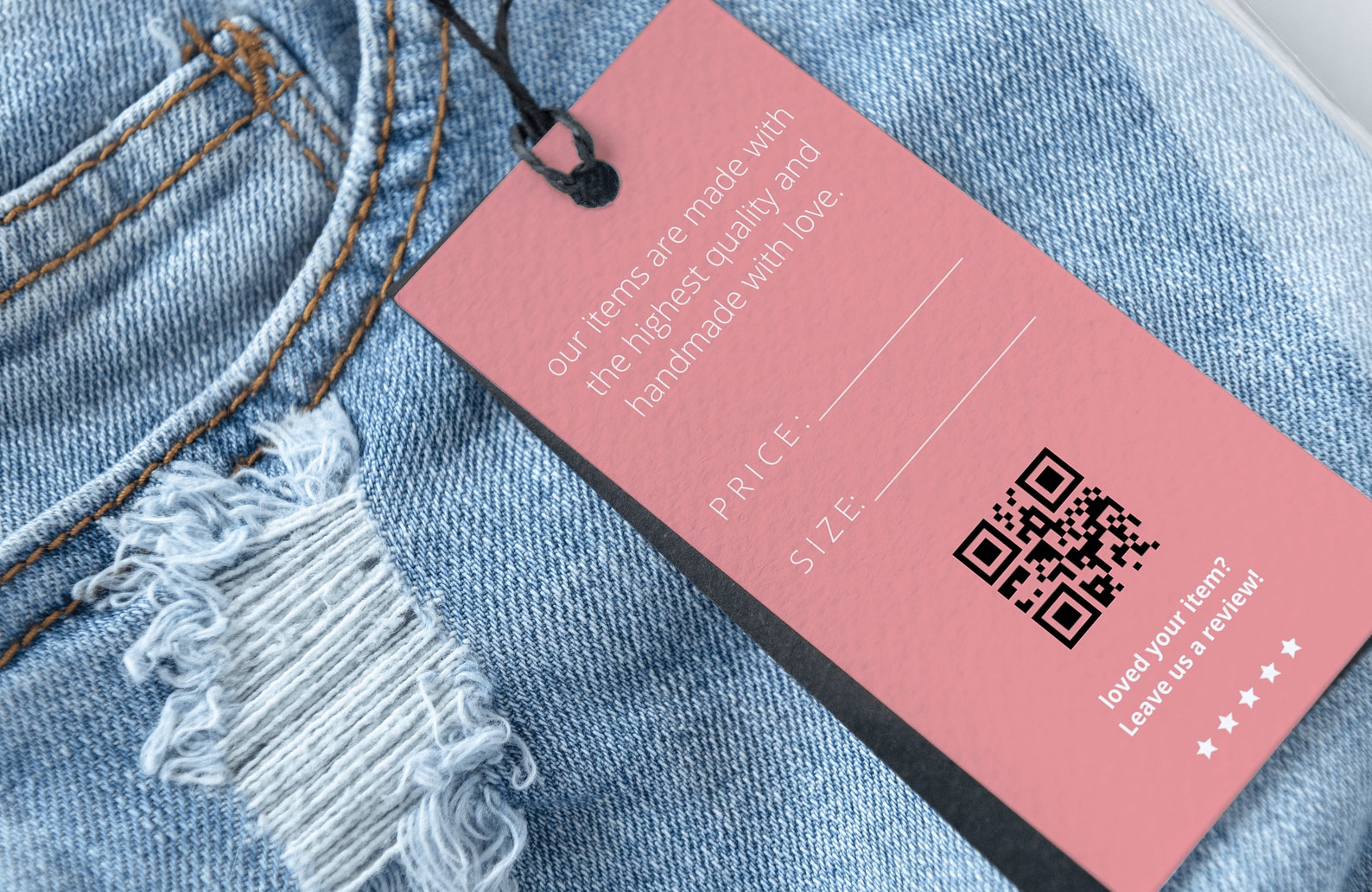 EDITABLE Hang Tag QR Tag Clothing Tag Boutique Hang Tag Minimalist Tag
