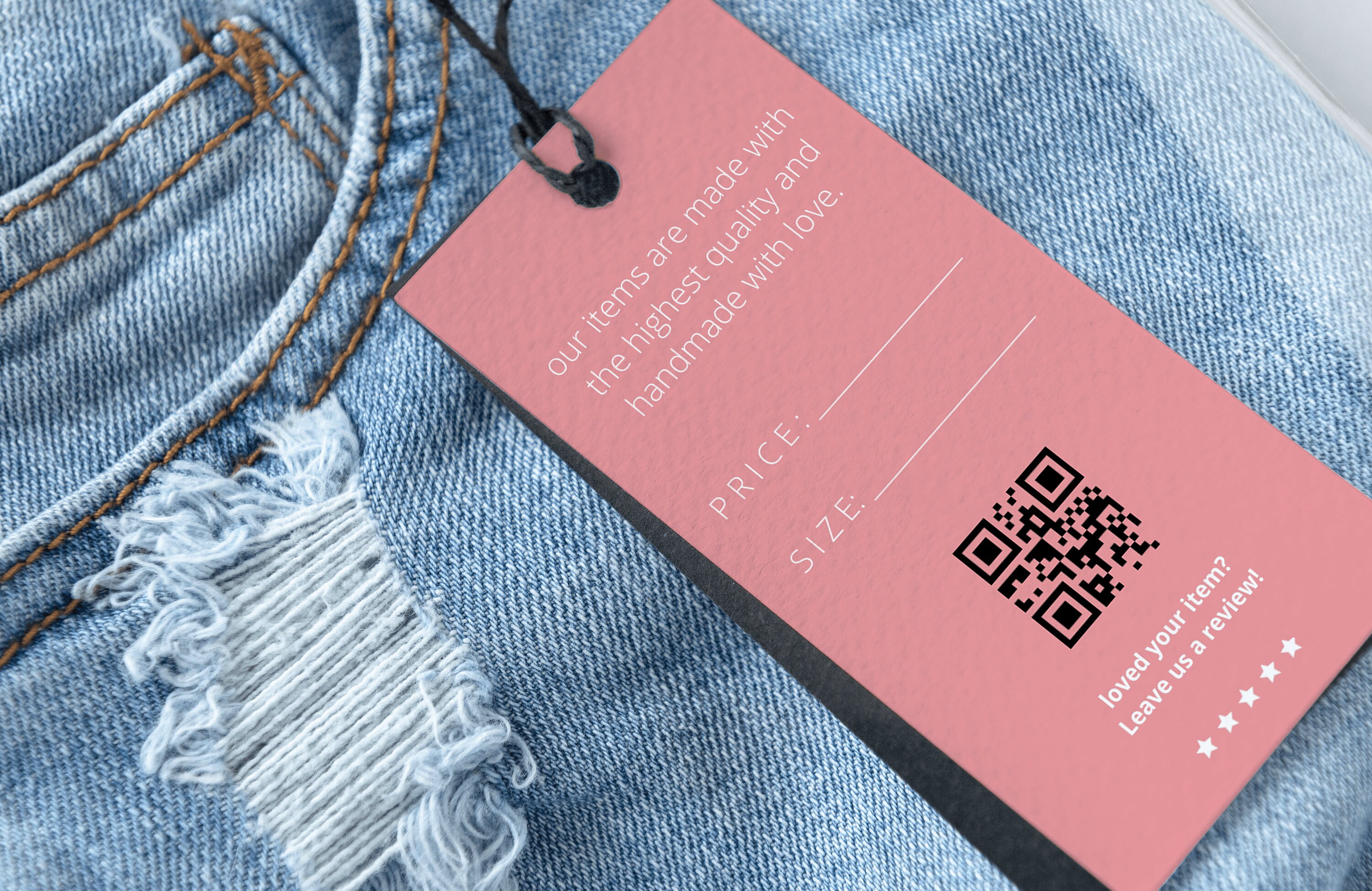 EDITABLE Hang Tag QR Tag Clothing Tag Boutique Hang Tag Minimalist Tag Custom Clothing Tag Pink