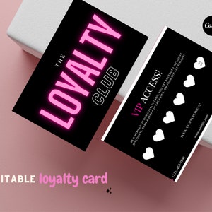 Cartão perfurado de fidelidade, cartão de visita canva, cartão de fidelidade, visual luxuoso e elegante, modelo de cartão de fidelidade editável, presente para proprietário de empresa