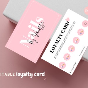 Cartão perfurado de fidelidade, cartão de visita canva, cartão de fidelidade, visual luxuoso e elegante, modelo de cartão de fidelidade editável, presente para proprietário de empresa