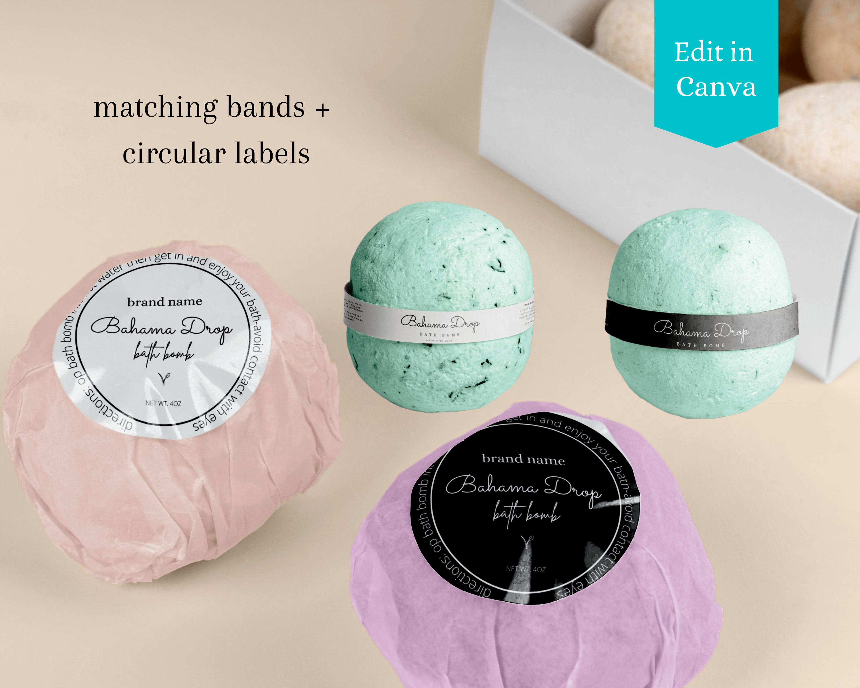 Bath Bomb Label Template, Printable Botanical Wrap And Sticker For Bath
