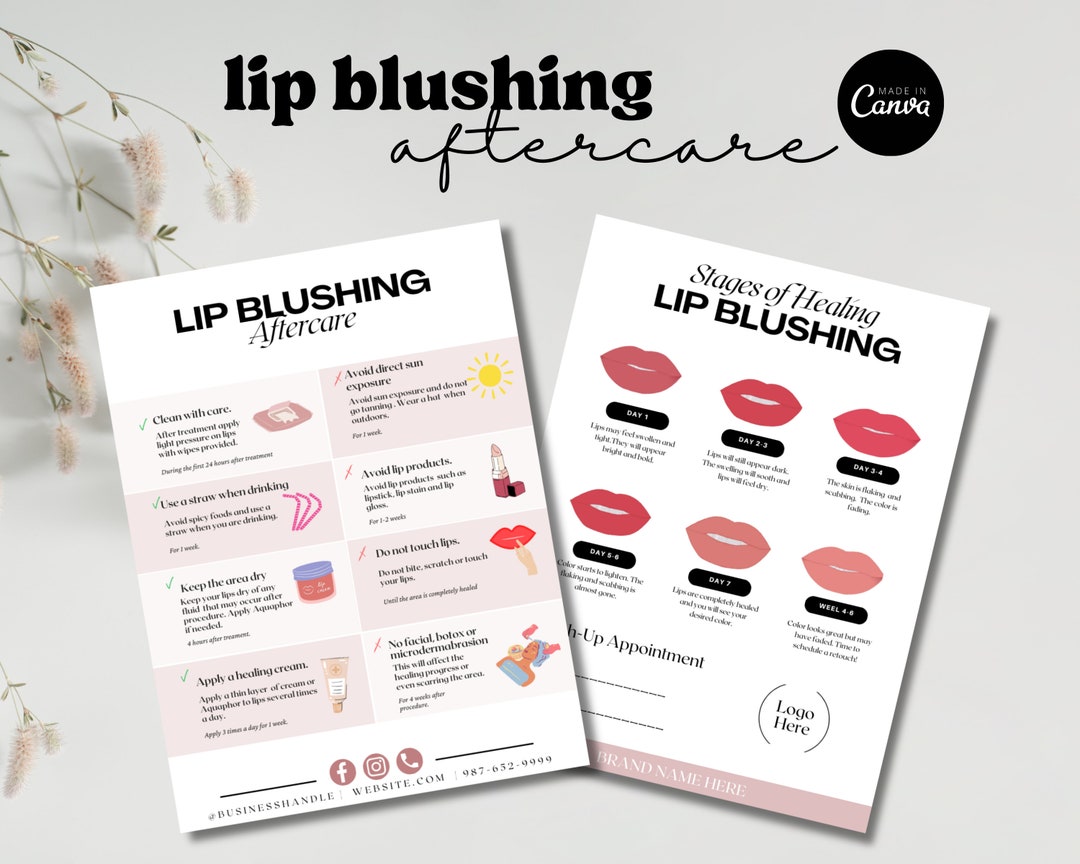 Lip Blush Editable Aftercare and Pre-procedure Care Combination, Lip ...