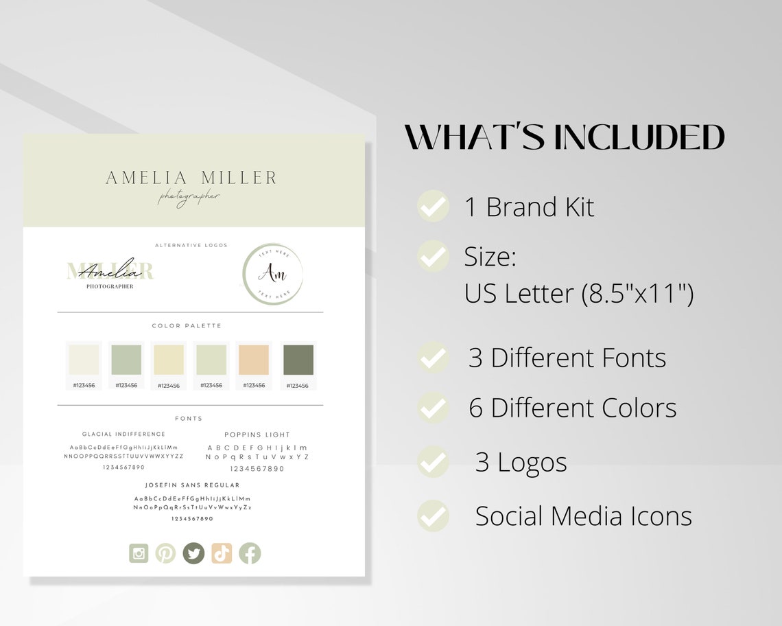 Brand Kit Template, Canva Branding Kit, Brand Board Template, Digital