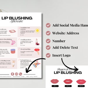 Lip Blush Editable Aftercare and Pre-procedure Care Combination, Lip ...