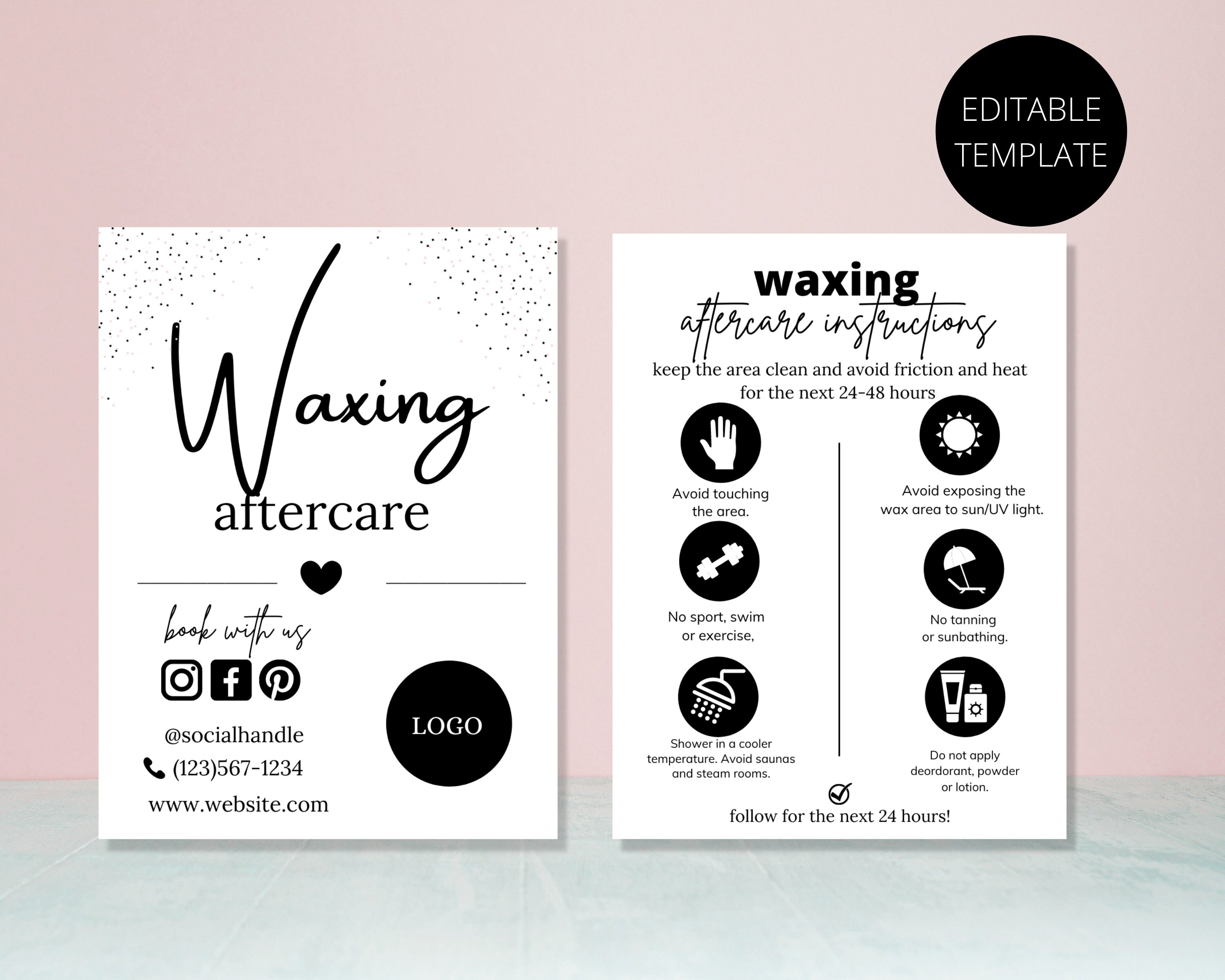 Wax Aftercare Card Hair Removal Aftercare Card Wax Card Etsy