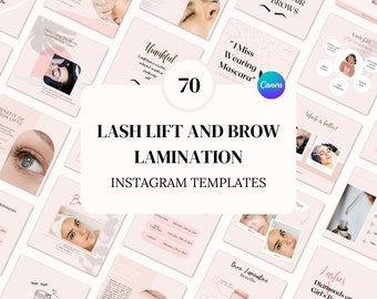Lash Lift & Brow Lamination Instagram Post Templates, Beauty Salon Insta Posts, Editable in Canva, Lash Tech, Brow Artist