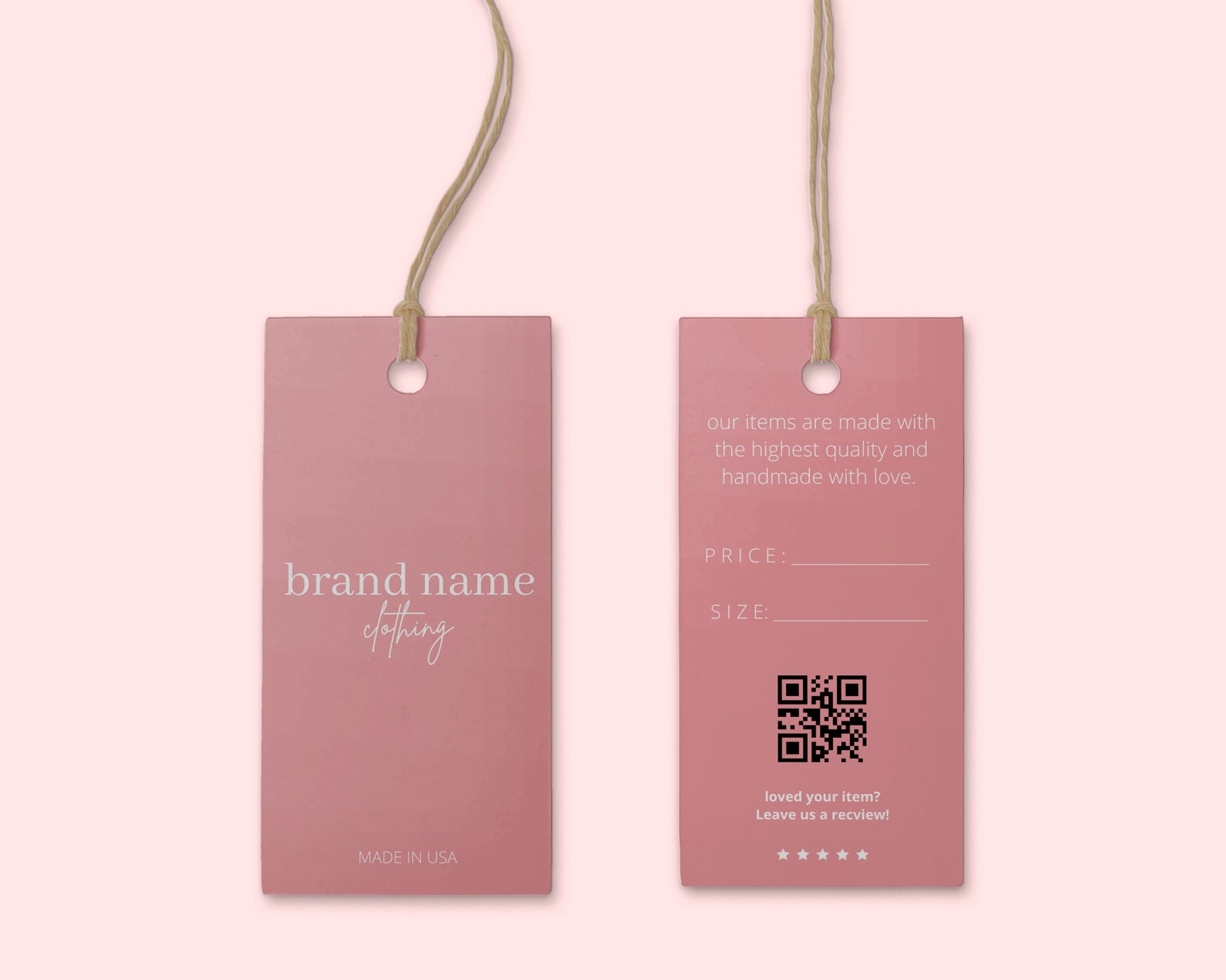EDITABLE Hang Tag QR Tag Clothing Tag Boutique Hang Tag Minimalist Tag