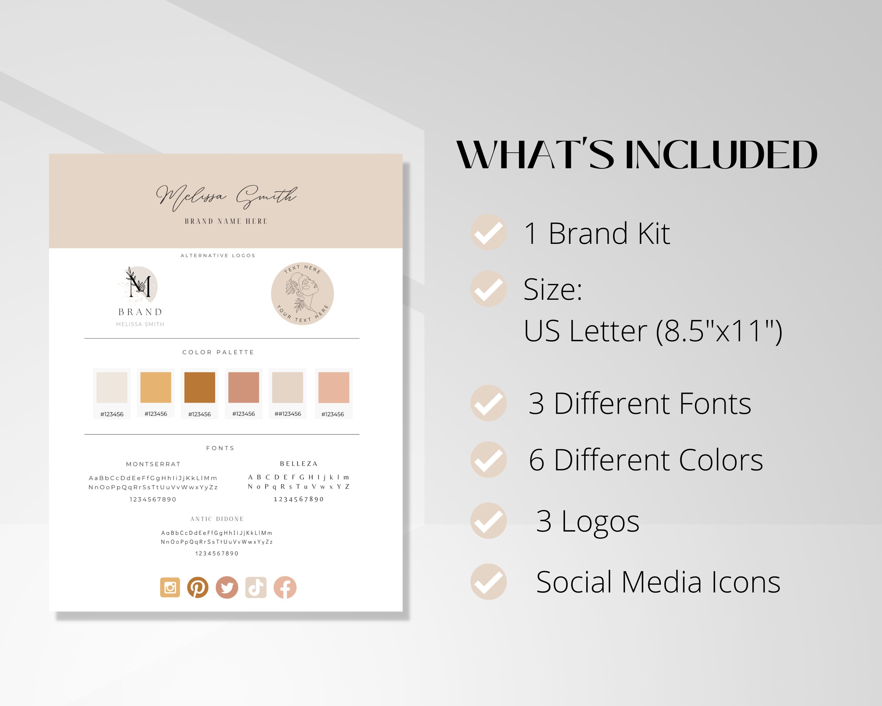 Brand Kit Template Canva Branding Kit Brand Board Template - Etsy