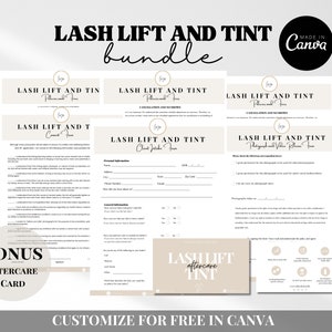 Lash Lift en Tint Intake- en toestemmingsformulier voor klanten | Bewerkbare wimperlift en tintvorm | Lash Lift en Tint klantformuliersjabloon | Canva-formulier