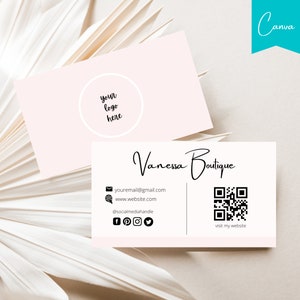 Qr Visitenkarte, Canva Visitenkarte, rosa Visitenkarte, bearbeitbarer Logo Qr Code, digitale Visitenkarte, modernes Business Essential