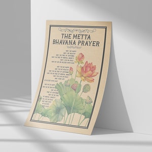 The Metta Bhavana Prayer Poster Wall Art Home Decor Gifts for Lovers Painting, Poem Poster, Most Iconic Quote Poster, Unique Gifts