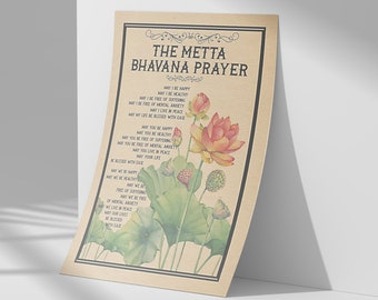 The Metta Bhavana Prayer Poster Wall Art Home Decor Gifts for Lovers Painting, Poem Poster, Most Iconic Quote Poster, Unique Gifts